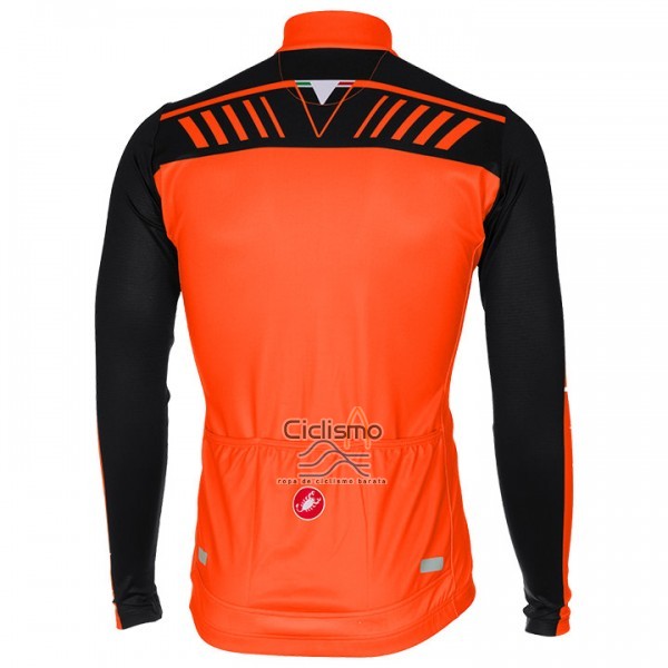 Castelli Ropa Ciclismo Culotte Largo 2017 Hombre Mangas Largas Naranja y Negro