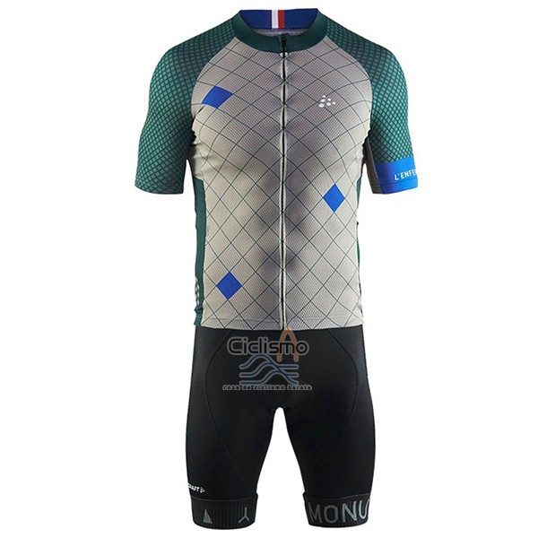 Craft Ropa Ciclismo Culotte Corto 2017 Hombre Mangas Cortas Monuments Plata y Verde