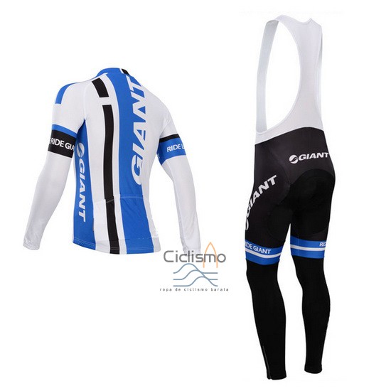 Giant Ropa Ciclismo Culotte Largo 2014 Hombre Mangas Largas Blanco y Azur