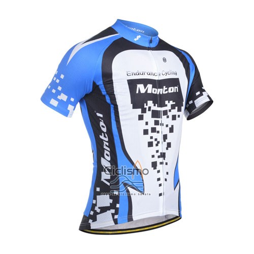 Monton Ropa Ciclismo Culotte Corto 2014 Hombre Mangas Cortas Azul y Blanco