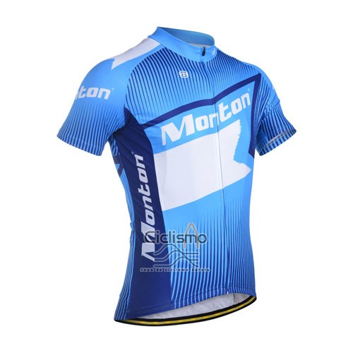 Monton Ropa Ciclismo Culotte Corto 2014 Hombre Mangas Cortas Blanco y Azul