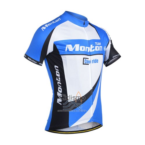 Monton Ropa Ciclismo Culotte Corto 2014 Hombre Mangas Cortas Blanco y Azur