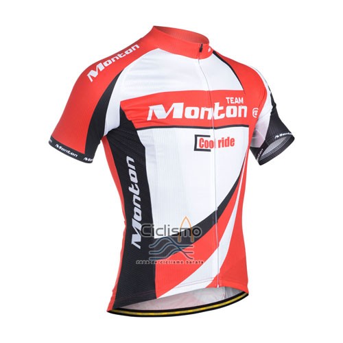 Monton Ropa Ciclismo Culotte Corto 2014 Hombre Mangas Cortas Blanco y Rojo
