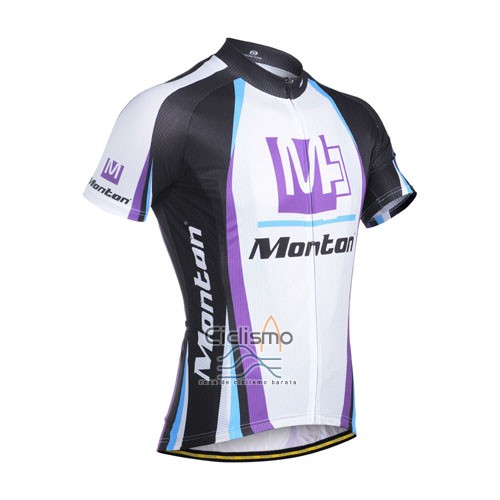 Monton Ropa Ciclismo Culotte Corto 2014 Hombre Mangas Cortas Blanco y Violeta