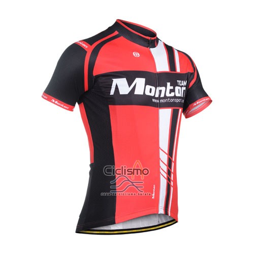 Monton Ropa Ciclismo Culotte Corto 2014 Hombre Mangas Cortas Negro y Rojo
