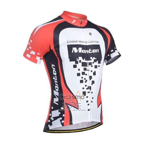 Monton Ropa Ciclismo Culotte Corto 2014 Hombre Mangas Cortas Rojo y Blanco