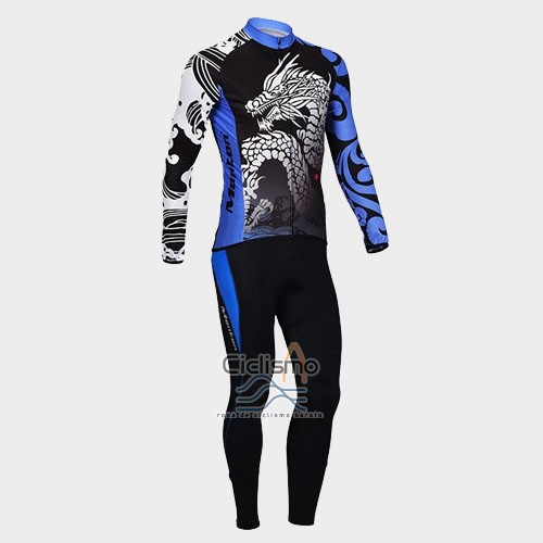 Monton Ropa Ciclismo Culotte Largo 2014 Hombre Mangas Largas Negro y Azul