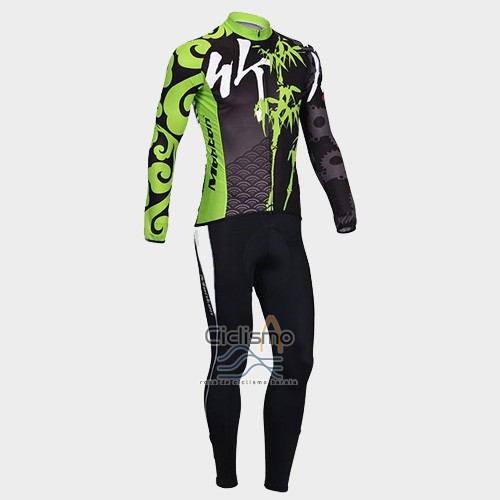 Monton Ropa Ciclismo Culotte Largo 2014 Hombre Mangas Largas Negro y Verde