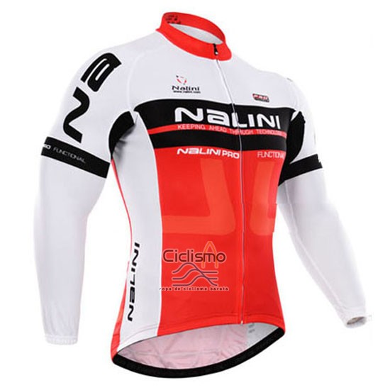 Nalini Ropa Ciclismo Culotte Largo 2015 Men Mangas Largas Rojo y Blanco
