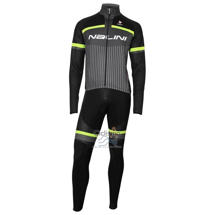 Nalini Ropa Ciclismo Culotte Largo 2020 Men Mangas Largas Negro Gris AMarillo
