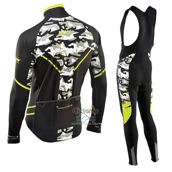 Northwave Ropa Ciclismo Culotte Largo 2017 Hombre Mangas Largas Negro y Camuflaje