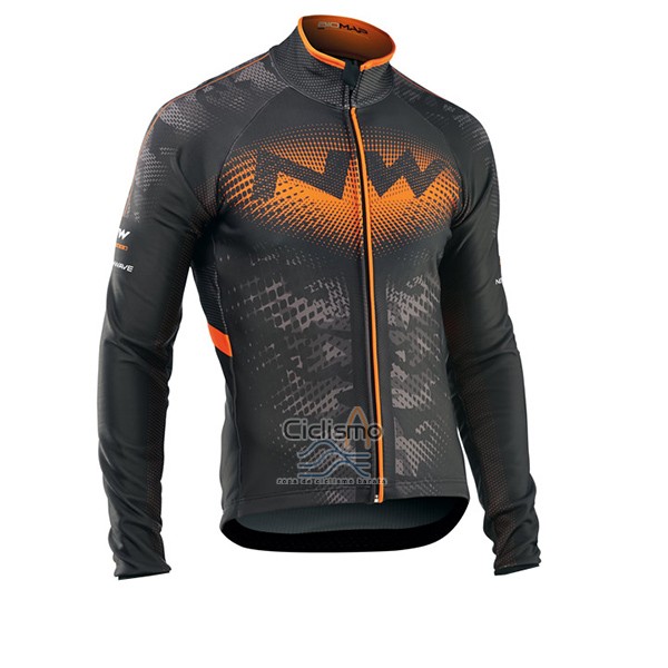 Northwave Ropa Ciclismo Culotte Largo 2017 Hombre Mangas Largas Negro y Naranja