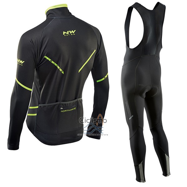 Northwave Ropa Ciclismo Culotte Largo 2017 Hombre Mangas Largas Negro y Verde