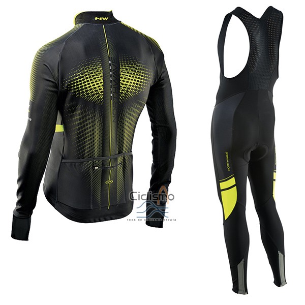 Northwave Ropa Ciclismo Culotte Largo 2017 Hombre Mangas Largas Verde y Negro