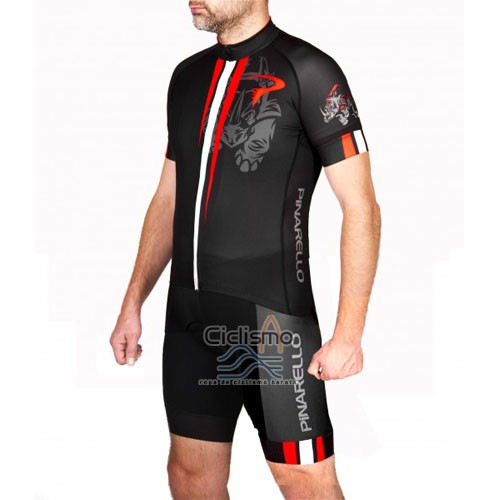 Pinarello Ropa Ciclismo Culotte Corto 2016 Hombre Mangas Cortas Rojo y Negro