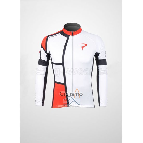 Pinarello Ropa Ciclismo Culotte Largo 2012 Hombre Mangas Largas Rojo y Blanco