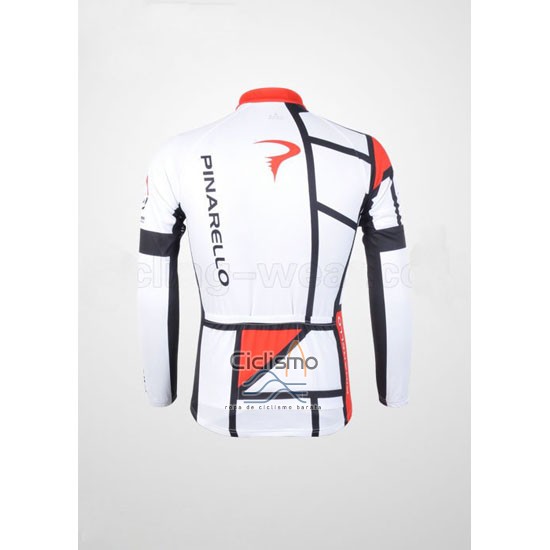 Pinarello Ropa Ciclismo Culotte Largo 2012 Hombre Mangas Largas Rojo y Blanco