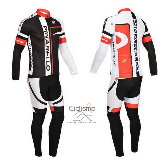 Pinarello Ropa Ciclismo Culotte Largo 2013 Hombre Mangas Largas Negro y Rojo