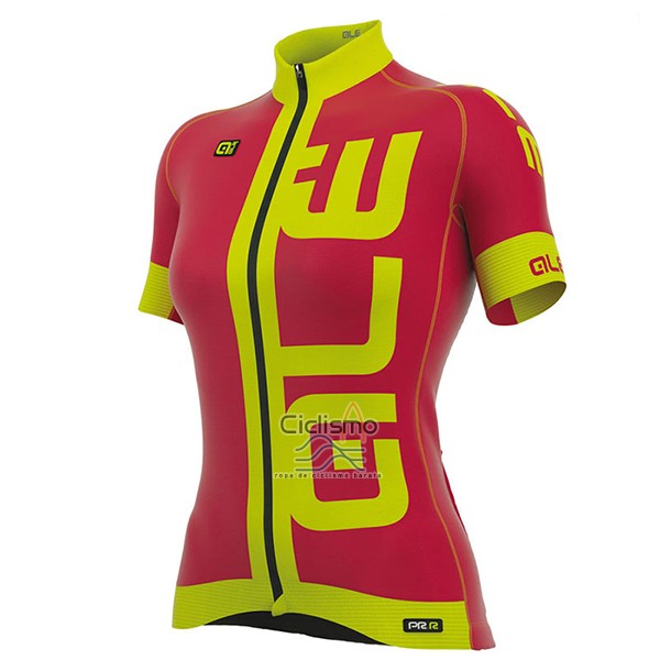 Ale Prr Arcobaleno Ropa Ciclismo Culotte Corto 2017 Mujer Mangas Cortas Rojo y AMarillo