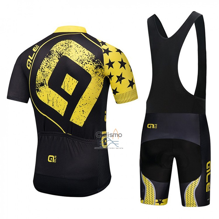 Ale Ropa Ciclismo Culotte Corto 2018 Mujer Mangas Cortas Negro y AMarillo