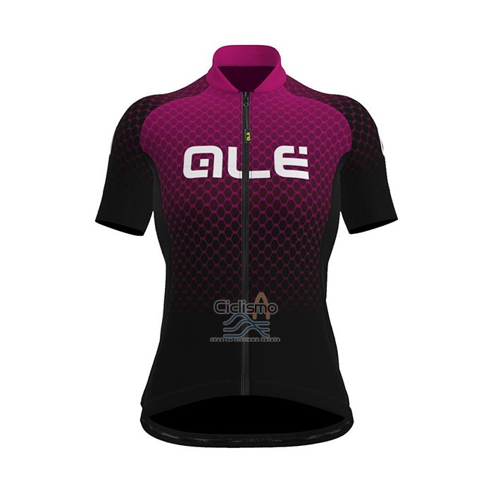 Ale Ropa Ciclismo Culotte Corto 2021 Mujer Mangas Cortas Fucsia Negro