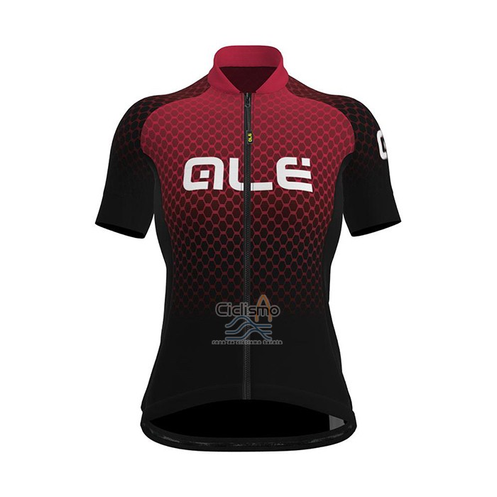 Ale Ropa Ciclismo Culotte Corto 2021 Mujer Mangas Cortas Rojo Negro