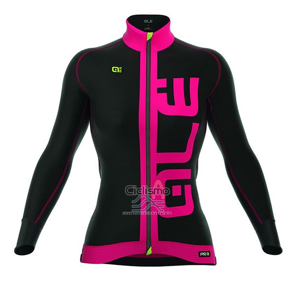Ale Ropa Ciclismo Culotte Largo 2017 Mujer Mangas Largas Rosa y Negro