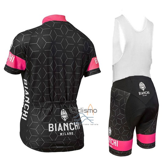 Bianchi Nevola Ropa Ciclismo Culotte Corto 2018 Mujer Mangas Cortas Negro y Rosa
