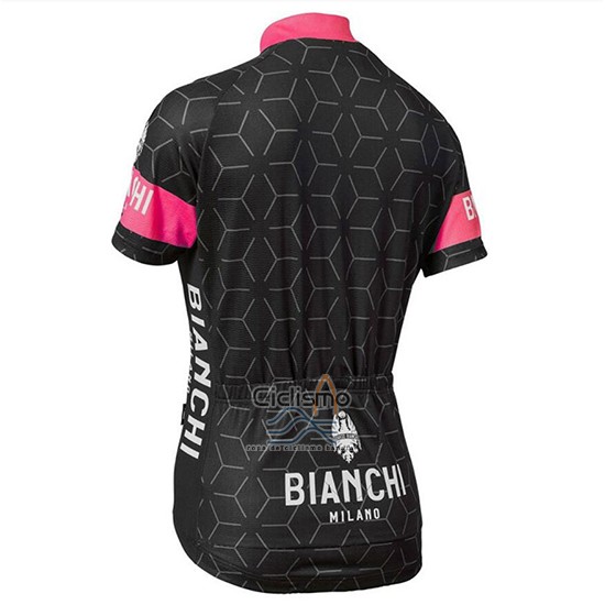 Bianchi Nevola Ropa Ciclismo Culotte Corto 2018 Mujer Mangas Cortas Negro y Rosa