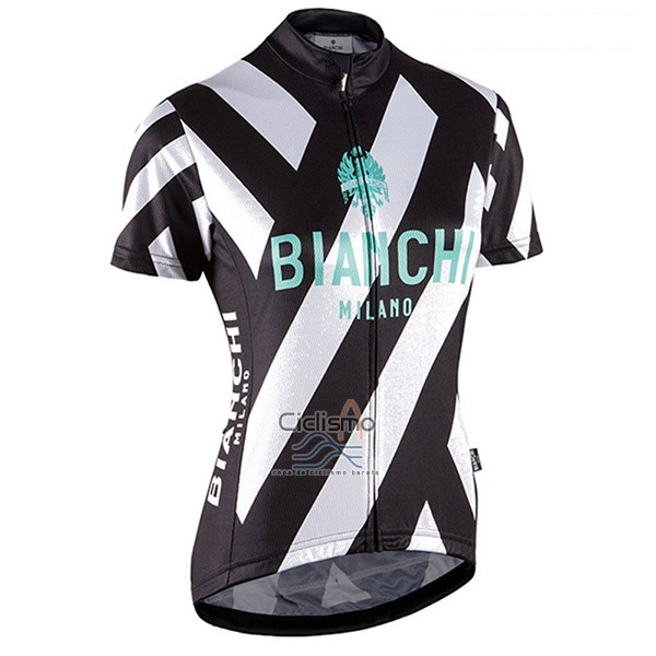 Bianchi Ropa Ciclismo Culotte Corto 2017 Mujer Mangas Cortas Negro y Blanco