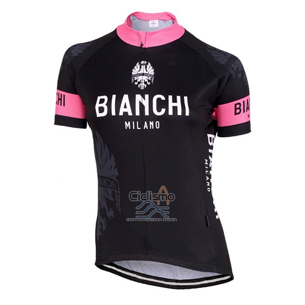 Bianchi Ropa Ciclismo Culotte Corto 2017 Mujer Mangas Cortas Negro y Rosa