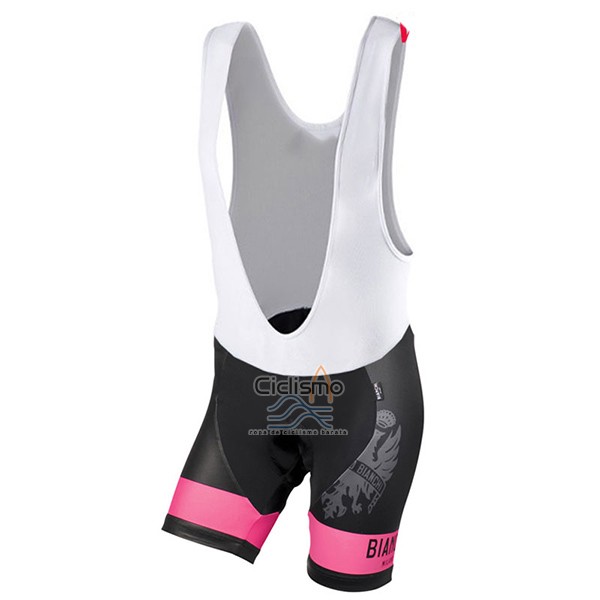 Bianchi Ropa Ciclismo Culotte Corto 2017 Mujer Mangas Cortas Negro y Rosa