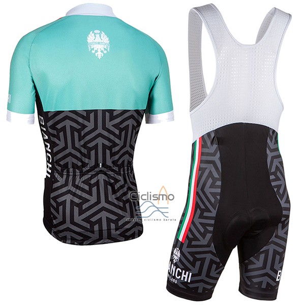 Bianchi Ropa Ciclismo Culotte Corto 2017 Mujer Mangas Cortas Negro y Verde