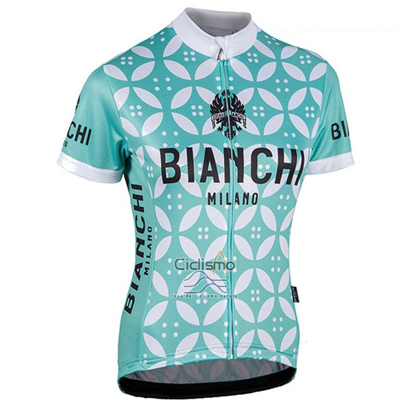Bianchi Ropa Ciclismo Culotte Corto 2017 Mujer Mangas Cortas Verde y Blanco