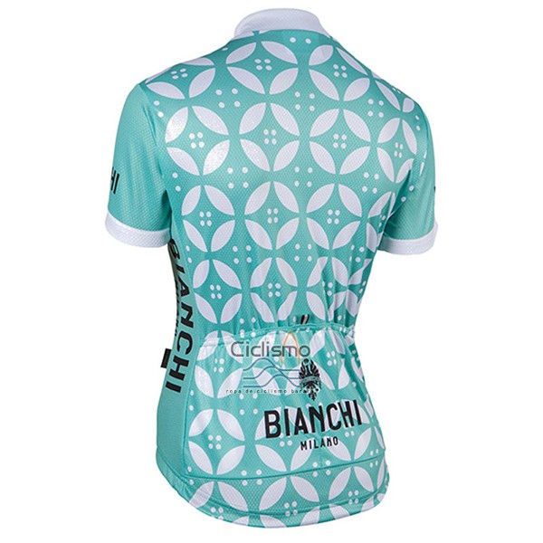 Bianchi Ropa Ciclismo Culotte Corto 2017 Mujer Mangas Cortas Verde y Blanco