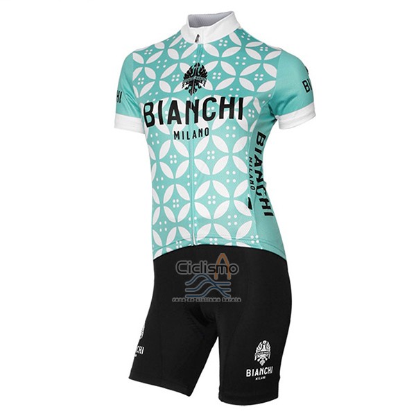 Bianchi Ropa Ciclismo Culotte Corto 2017 Mujer Mangas Cortas Verde y Blanco