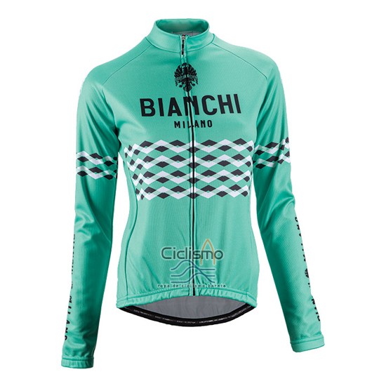 Bianchi Ropa Ciclismo Culotte Largo 2016 Mujer Mangas Largas Negro y Verde