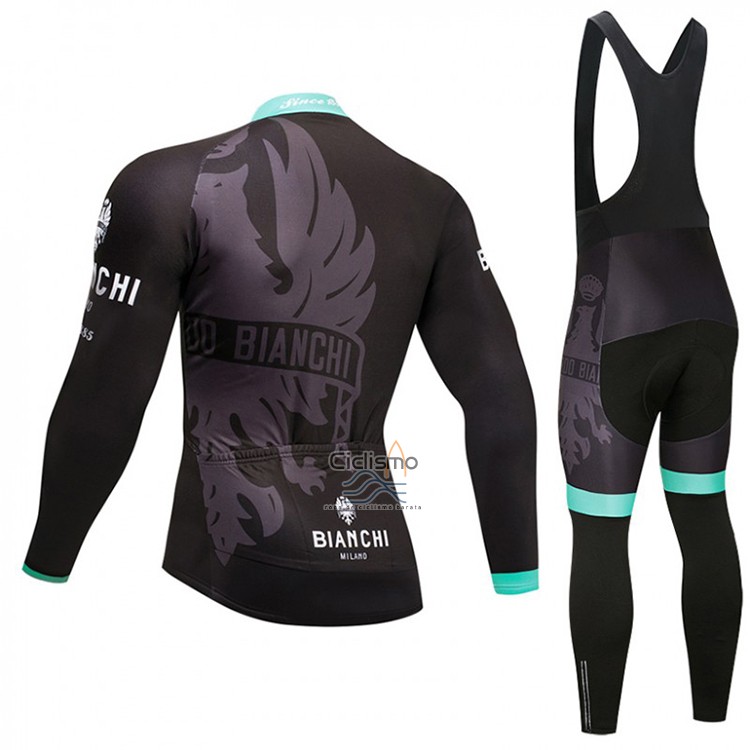 Bianchi Ropa Ciclismo Culotte Largo 2018 Mujer Mangas Largas Negro y Azul
