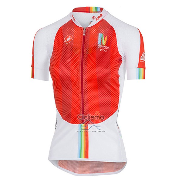 Castelli Maratona Ropa Ciclismo Culotte Corto 2017 Mujer Mangas Cortas Rojo y Blanco