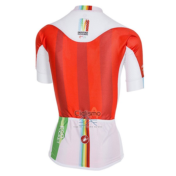 Castelli Maratona Ropa Ciclismo Culotte Corto 2017 Mujer Mangas Cortas Rojo y Blanco