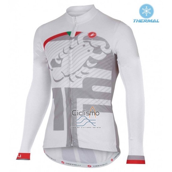 Castelli Ropa Ciclismo Culotte Largo 2016 Mujer Mangas Largas Blanco y Rojo