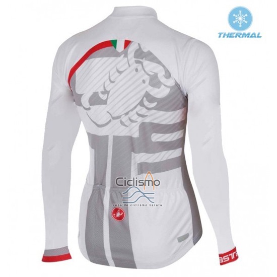 Castelli Ropa Ciclismo Culotte Largo 2016 Mujer Mangas Largas Blanco y Rojo