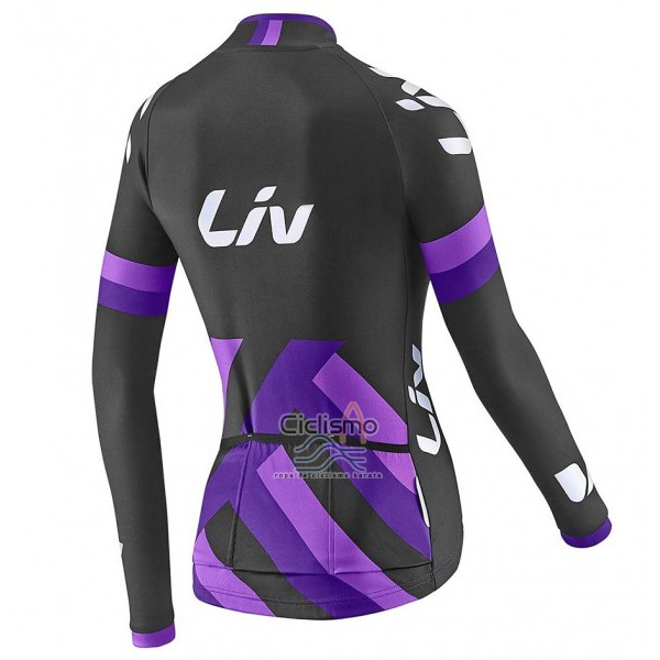 Liv Ropa Ciclismo Culotte Largo 2017 Mujer Mangas Largas Negro y Violeta
