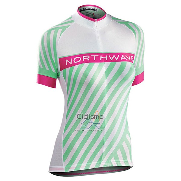 Northwave Ropa Ciclismo Culotte Corto 2017 Mujer Mangas Cortas Verde y Rosa
