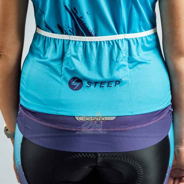 Steep Ropa Ciclismo Culotte Corto 2023 Mujer Mangas Cortas Azul Negro