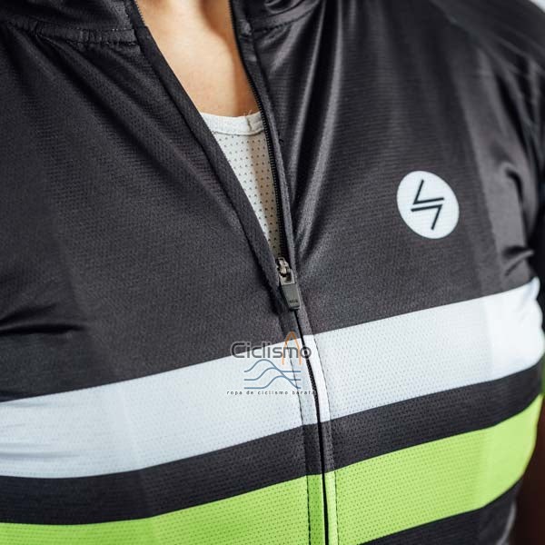 Steep Ropa Ciclismo Culotte Corto 2023 Mujer Mangas Cortas Negro Blanco