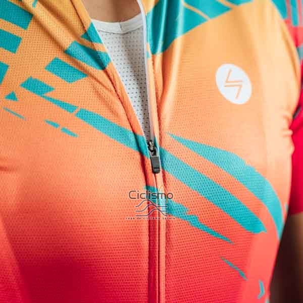 Steep Ropa Ciclismo Culotte Corto 2023 Mujer Mangas Cortas Rojo Negro