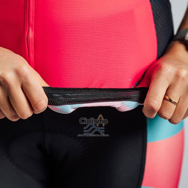 Steep Ropa Ciclismo Culotte Corto 2023 Mujer Mangas Cortas Rojo Negro