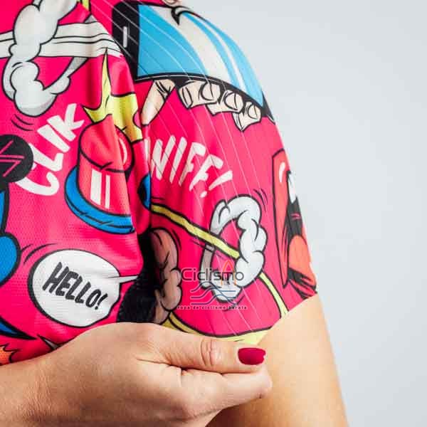 Steep Ropa Ciclismo Culotte Corto 2023 Mujer Mangas Cortas Rosa Negro
