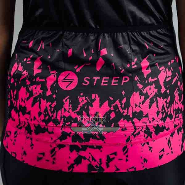 Steep Ropa Ciclismo Culotte Corto 2023 Mujer Mangas Cortas Rosa Negro